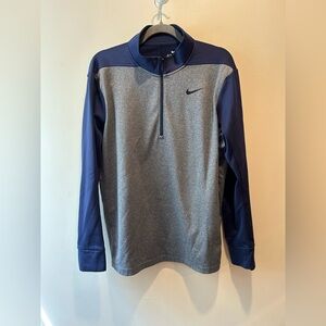 Nike Gray and Navy Quarter-Zip Sweatshirt